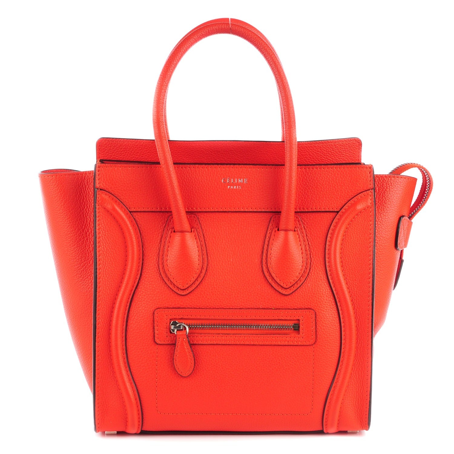 Celine Drummed Calfskin Micro Luggage Vermillion 1 of 8