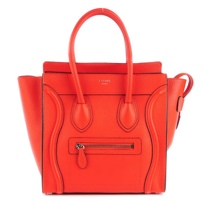 Celine Drummed Calfskin Micro Luggage Vermillion 1 of 8