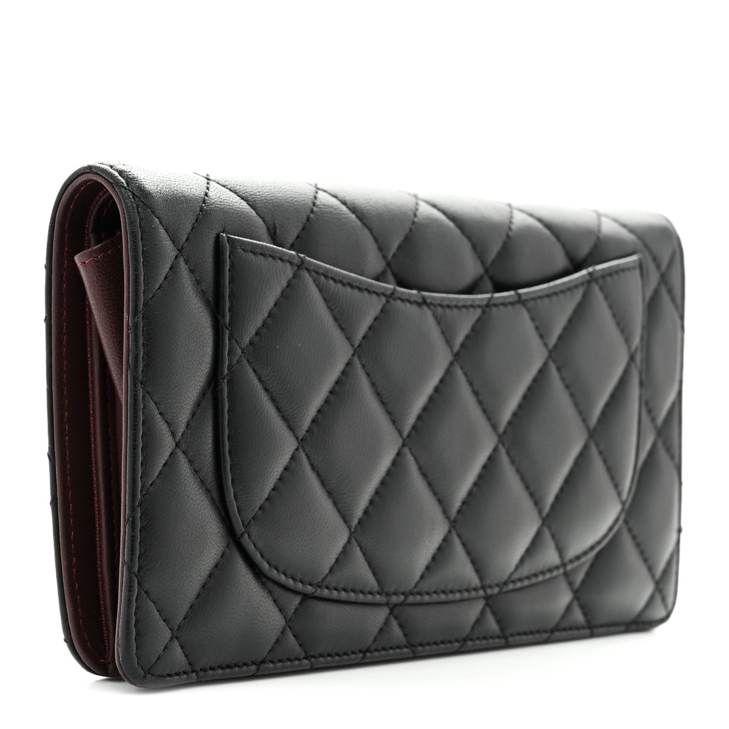 Lambskin Quilted Yen Wallet Black