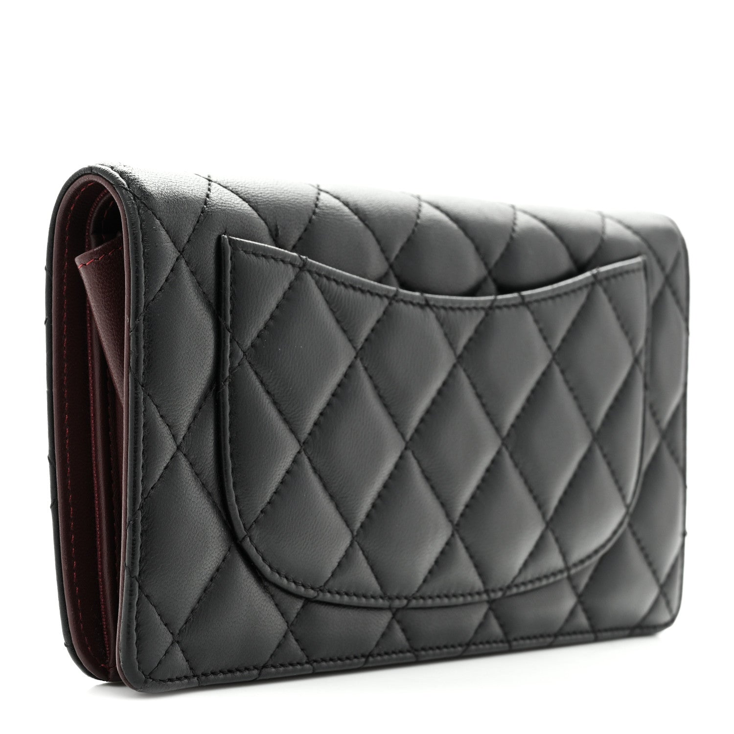 Chanel Lambskin Quilted Yen Wallet Black 3 of 9