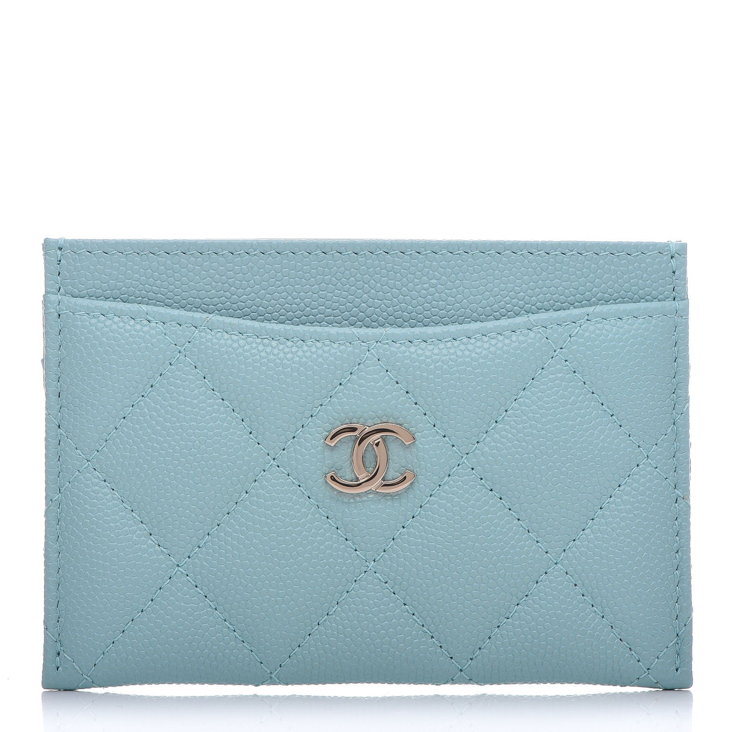 Chanel Caviar Quilted Card Holder Light Blue 1 of 10