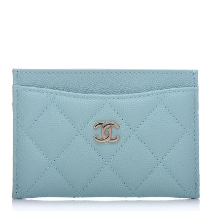Chanel Caviar Quilted Card Holder Light Blue 1 of 10