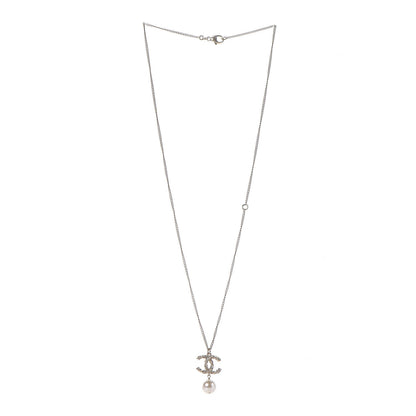 Chanel Pearl Crystal Twisted CC Drop Necklace Gold 3 of 5