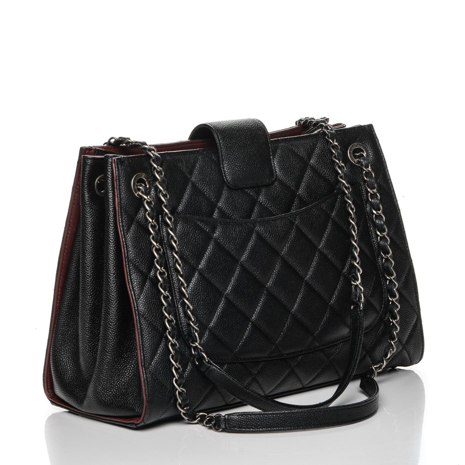 Chanel Caviar Quilted Large CC Accordion Shopping Bag Black 3 of 11