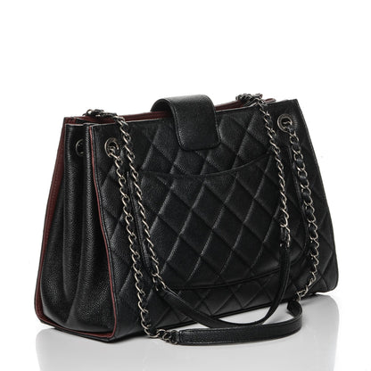 Chanel Caviar Quilted Large CC Accordion Shopping Bag Black 3 of 11