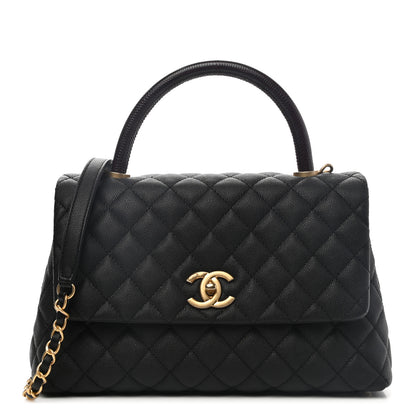 Chanel Caviar Lizard Embossed Quilted Small Coco Handle Flap Black 1 of 9
