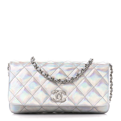 Chanel Iridescent Mirror Goatskin Quilted Clutch With Chain Silver 1 of 11