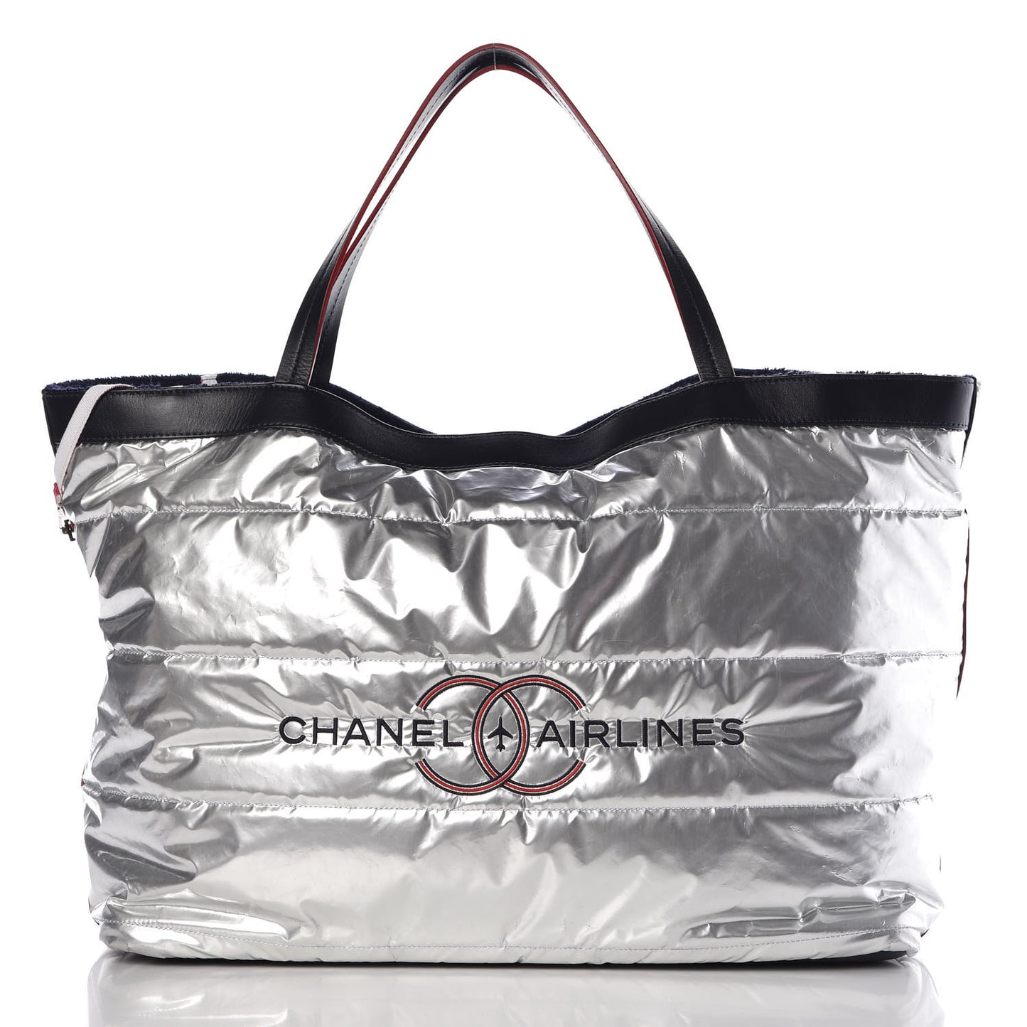 Reversible Airlines Tote Silver Navy