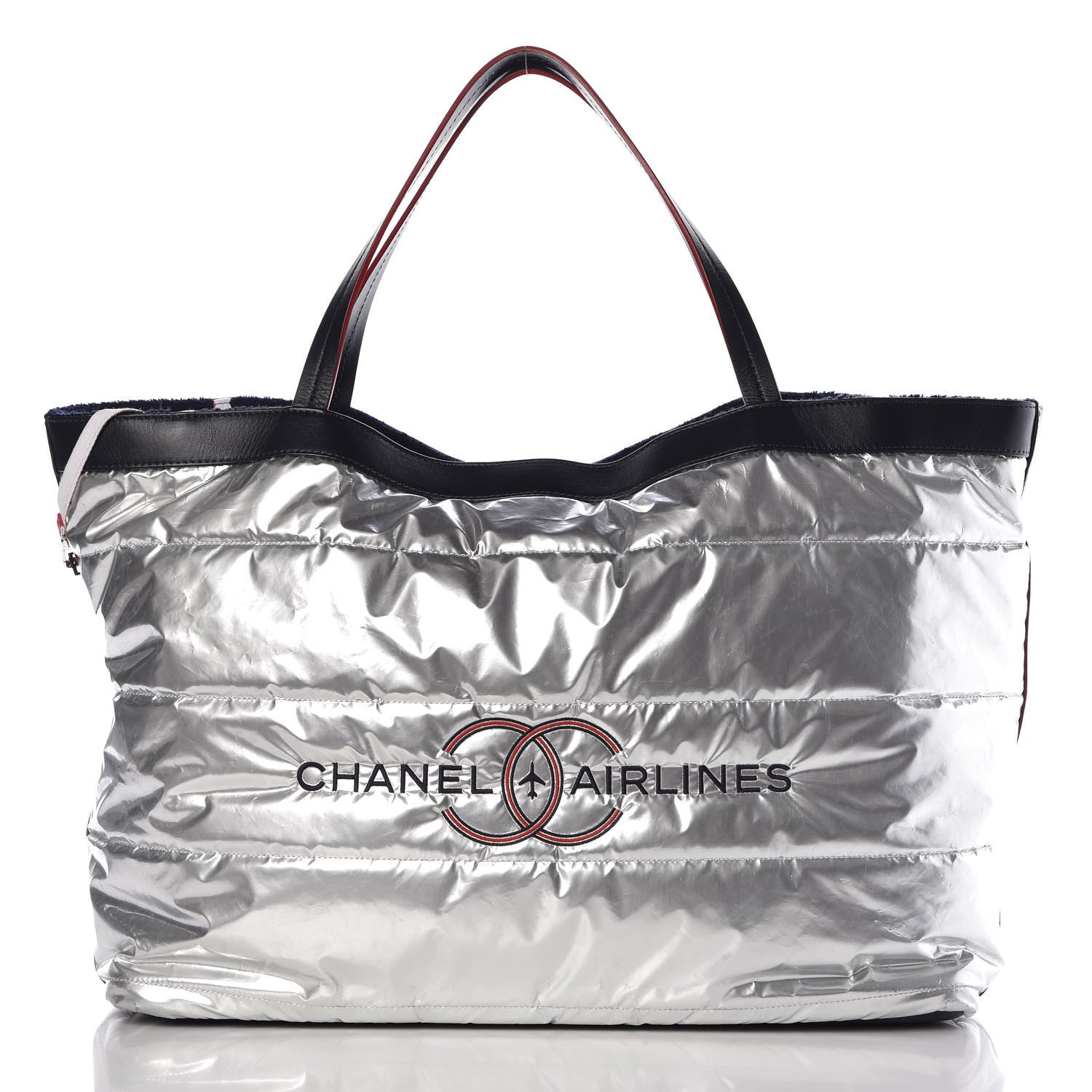 Chanel Reversible Airlines Tote Silver Navy 7 of 18