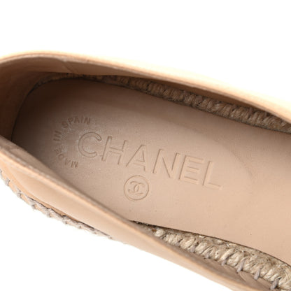 Chanel Lambskin CC Espadrilles 38 Beige Black 6 of 8