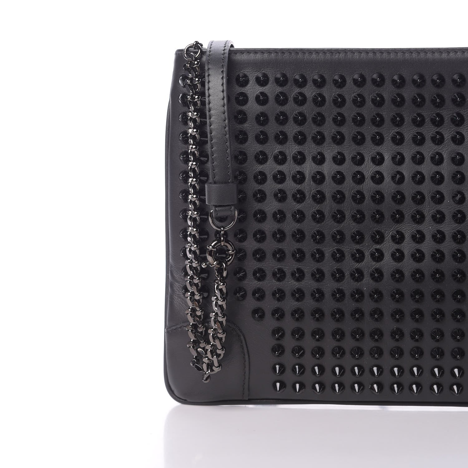 Christian Louboutin Calfskin Studded Loubiposh Clutch Black 8 of 11