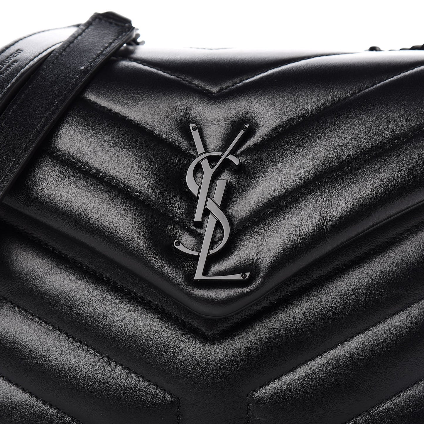 Calfskin Y Quilted Monogram Small Loulou Chain Satchel Black