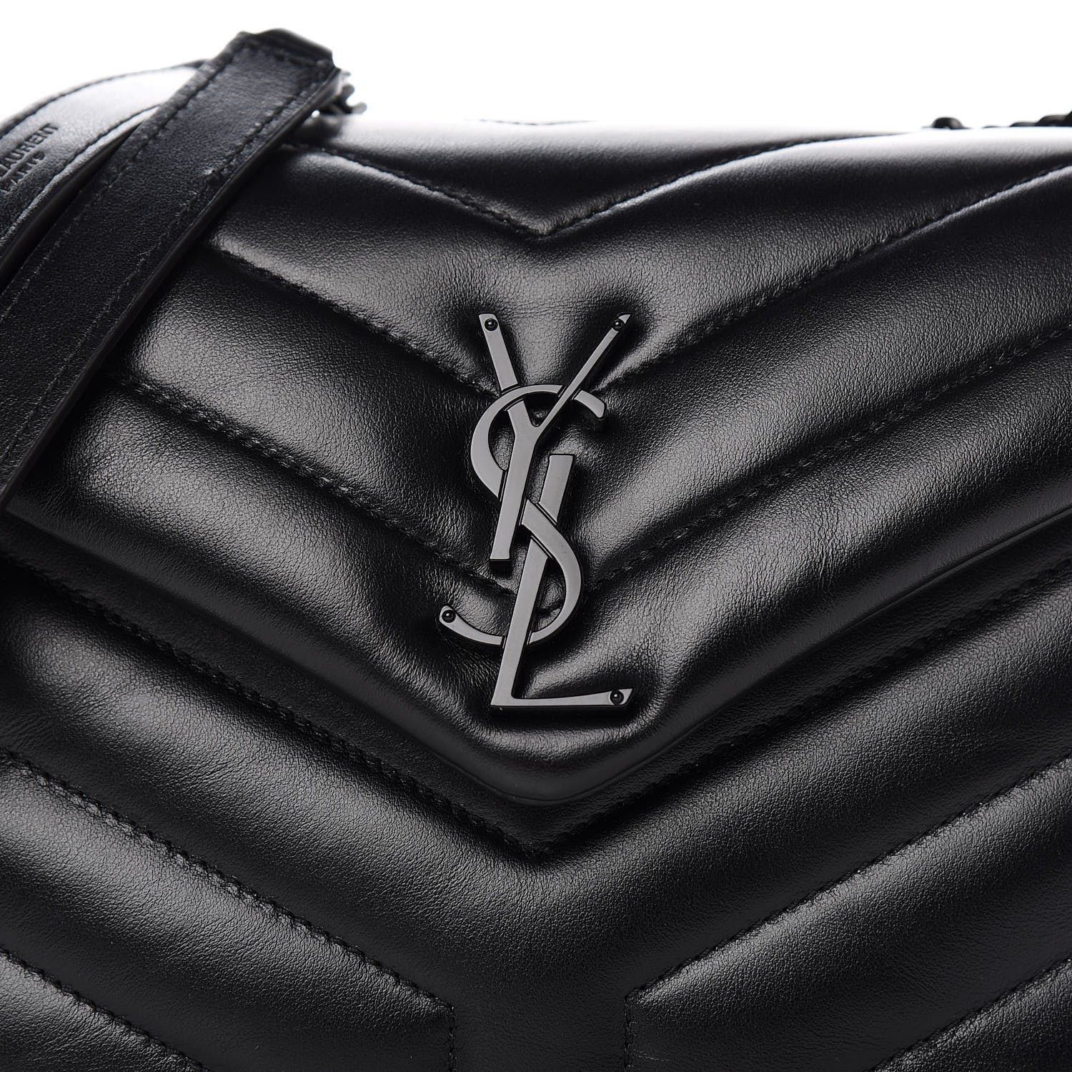 Saint Laurent Calfskin Y Quilted Monogram Small Loulou Chain Satchel Black 12 of 12