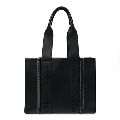 Chloe Calfskin Medium Woody Tote Black 1 of 10