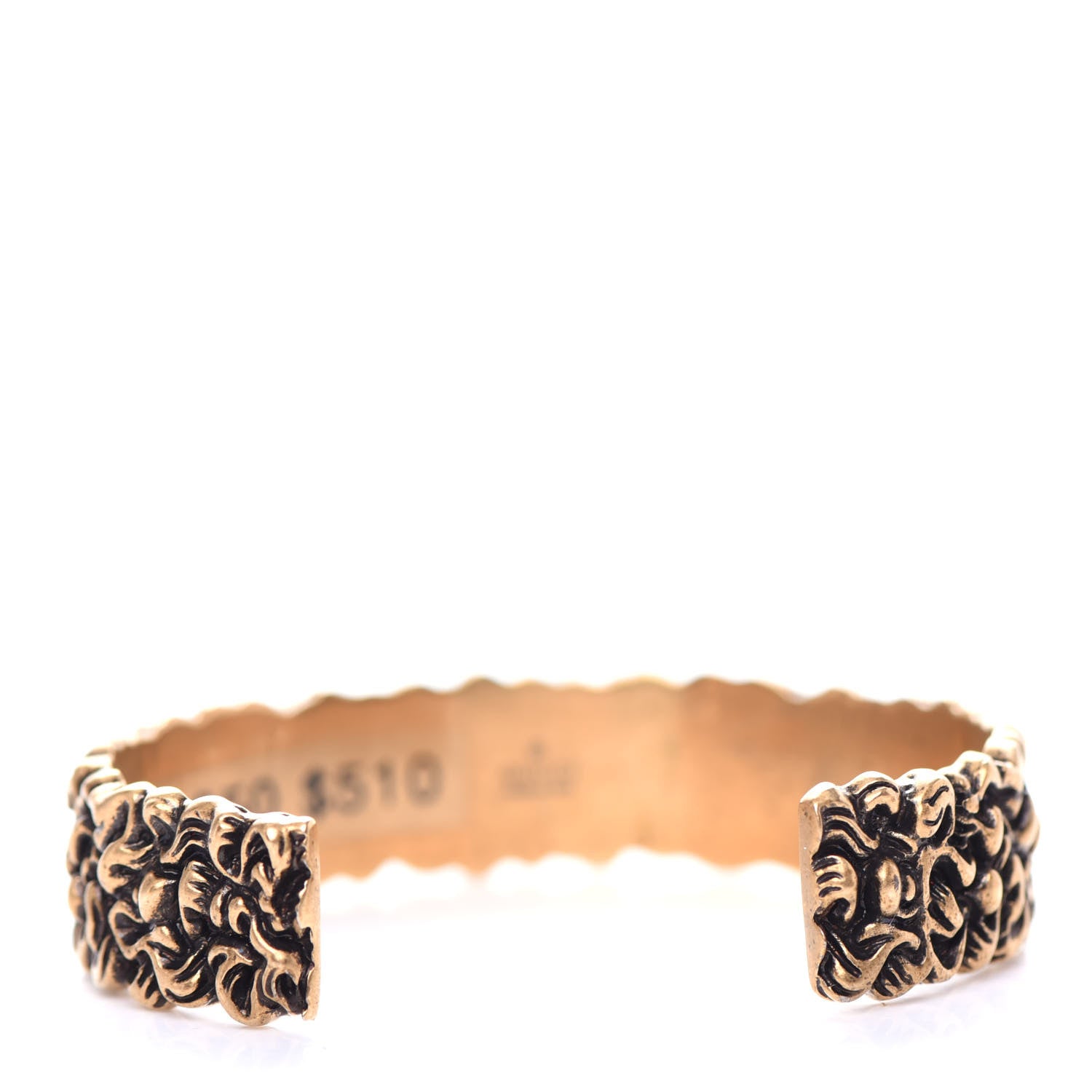Gucci Metal Lion Mane Cuff Bracelet Aged Gold 3 of 6