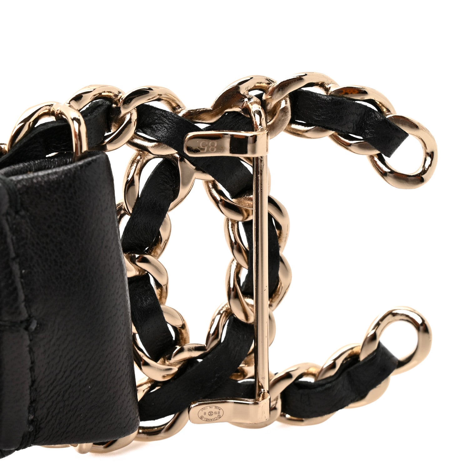 Chanel Lambskin Ruched Chain CC Belt 85 34 Black 3 of 4