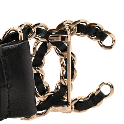 Chanel Lambskin Ruched Chain CC Belt 85 34 Black 3 of 4