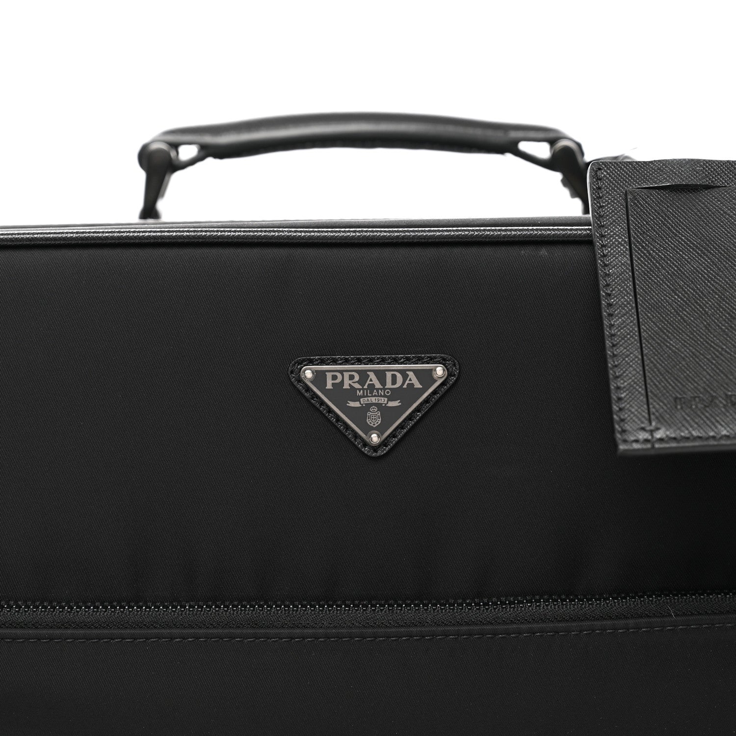 Prada Tessuto Nylon Saffiano Trolley Luggage Black 5 of 13