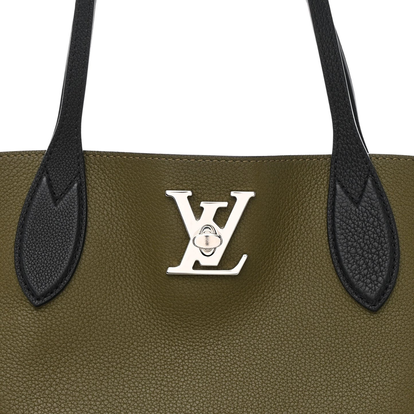 Calfskin Lockme Go Tote Green Toffee