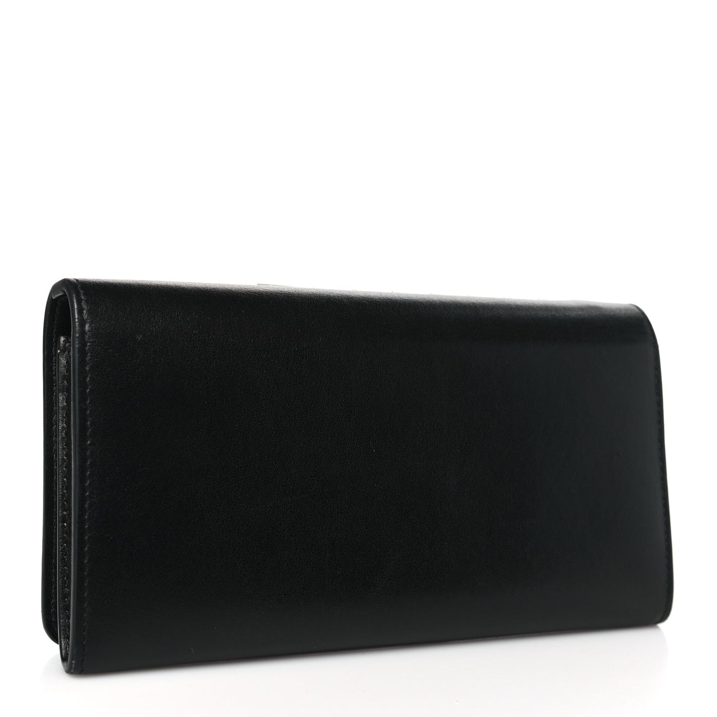 Calfskin Macaron Spiked Flap Wallet Black