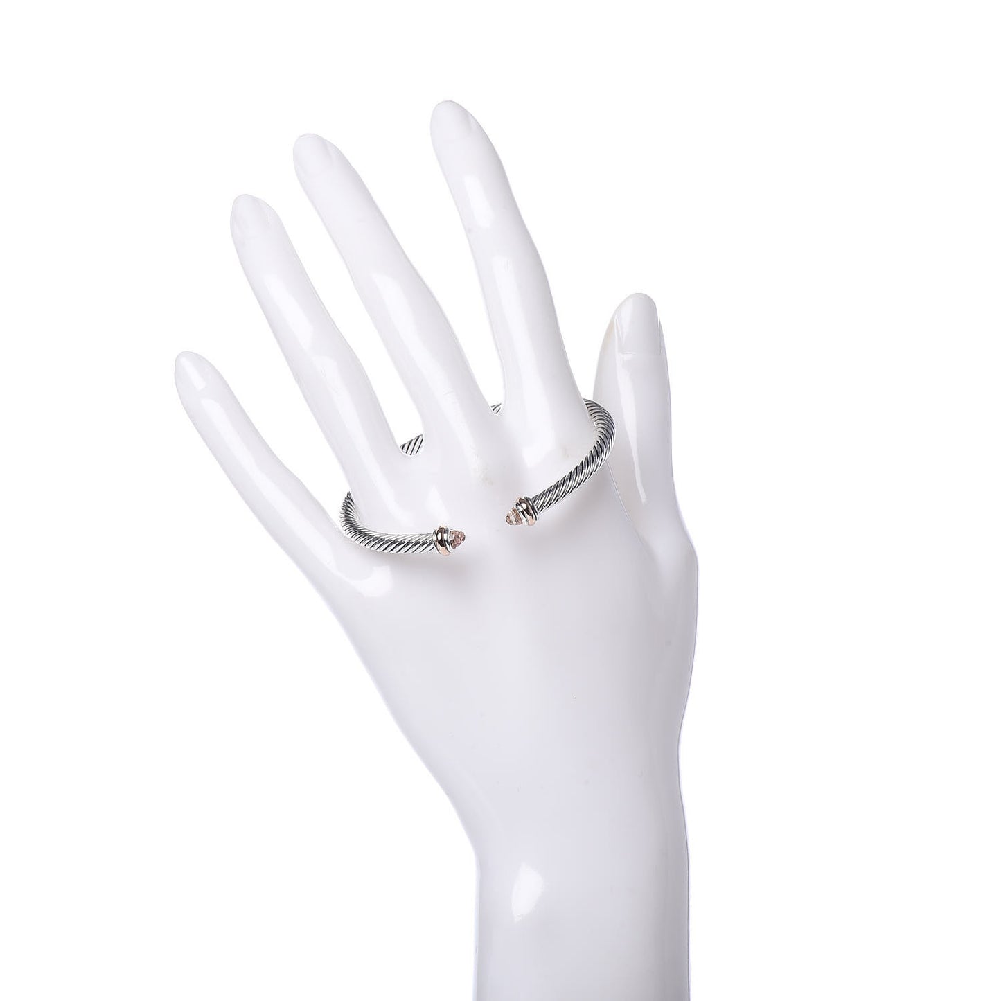 Sterling Silver 18K Rose Gold Morganite 4mm Cable Classics Bracelet