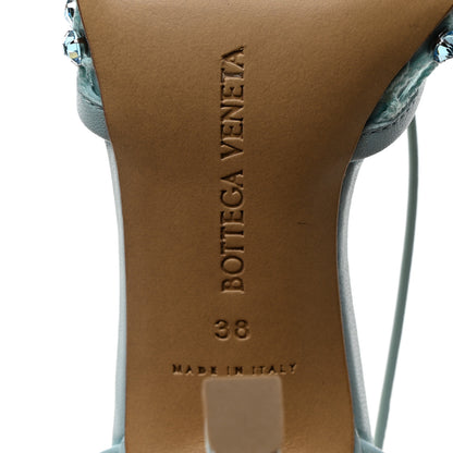 Bottega Veneta Mesh Nappa Crystal Embellished Sparkle Stretch Ankle Tie 90mm Sandals 38 Pale Blue 7 of 8