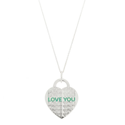 Tiffany Sterling Silver Enamel LOVE YOU Heart Pendant Necklace Blue 1 of 6