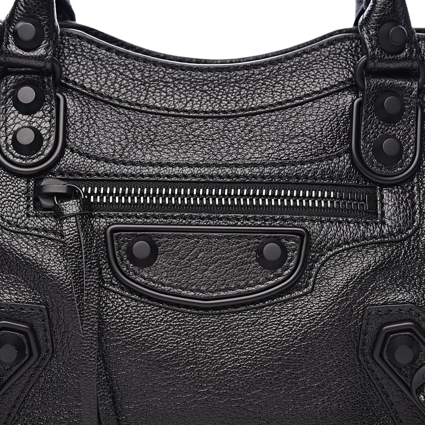 Shiny Goatskin Matte Black Metallic Edge Hardware Mini City Black