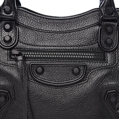 Balenciaga Shiny Goatskin Matte Black Metallic Edge Hardware Mini City Black 10 of 10