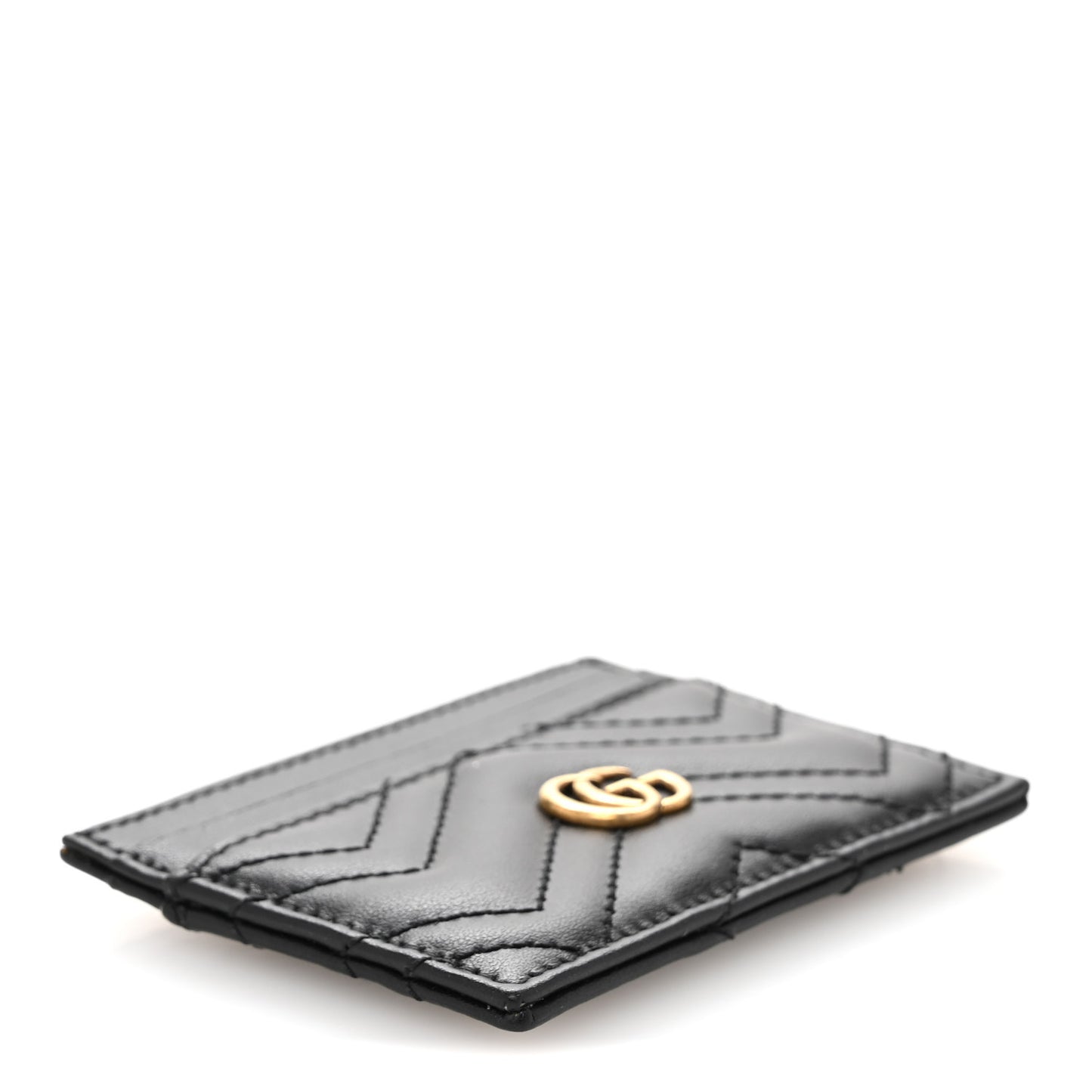 Calfskin Matelasse GG Marmont Card Holder Black