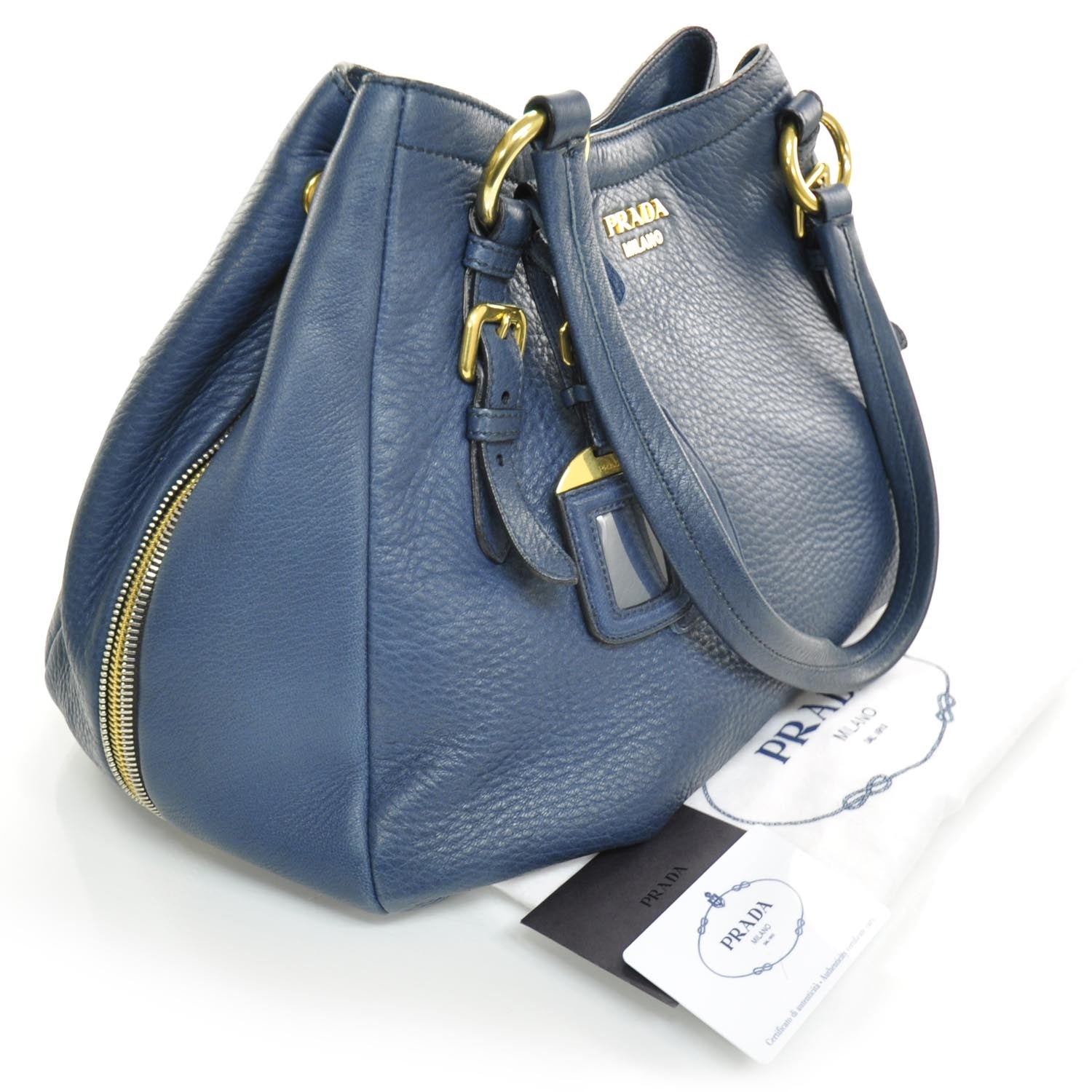 Prada Cervo Deerskin Large Tote Denim 3 of 9