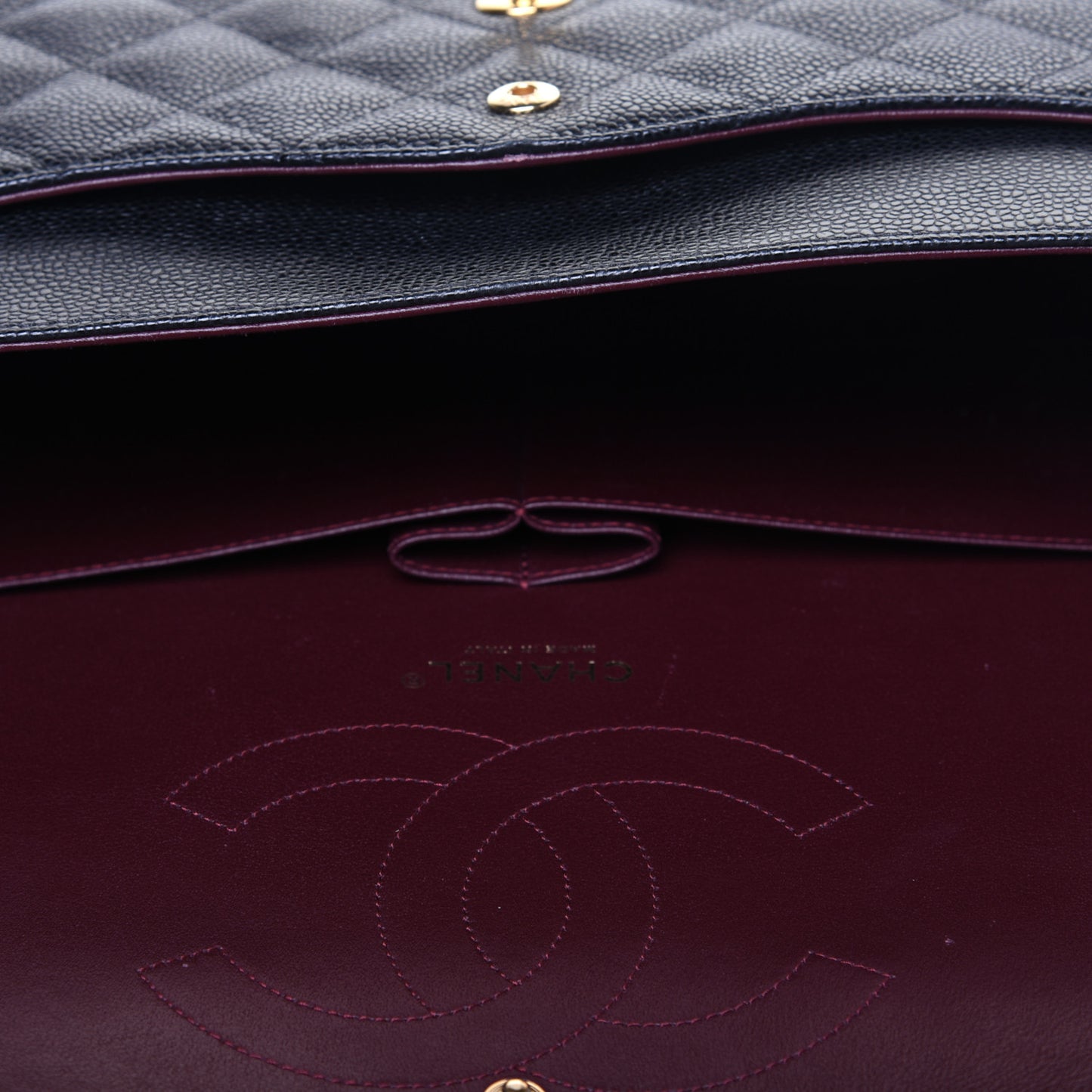 Caviar Quilted Jumbo Double Flap Black