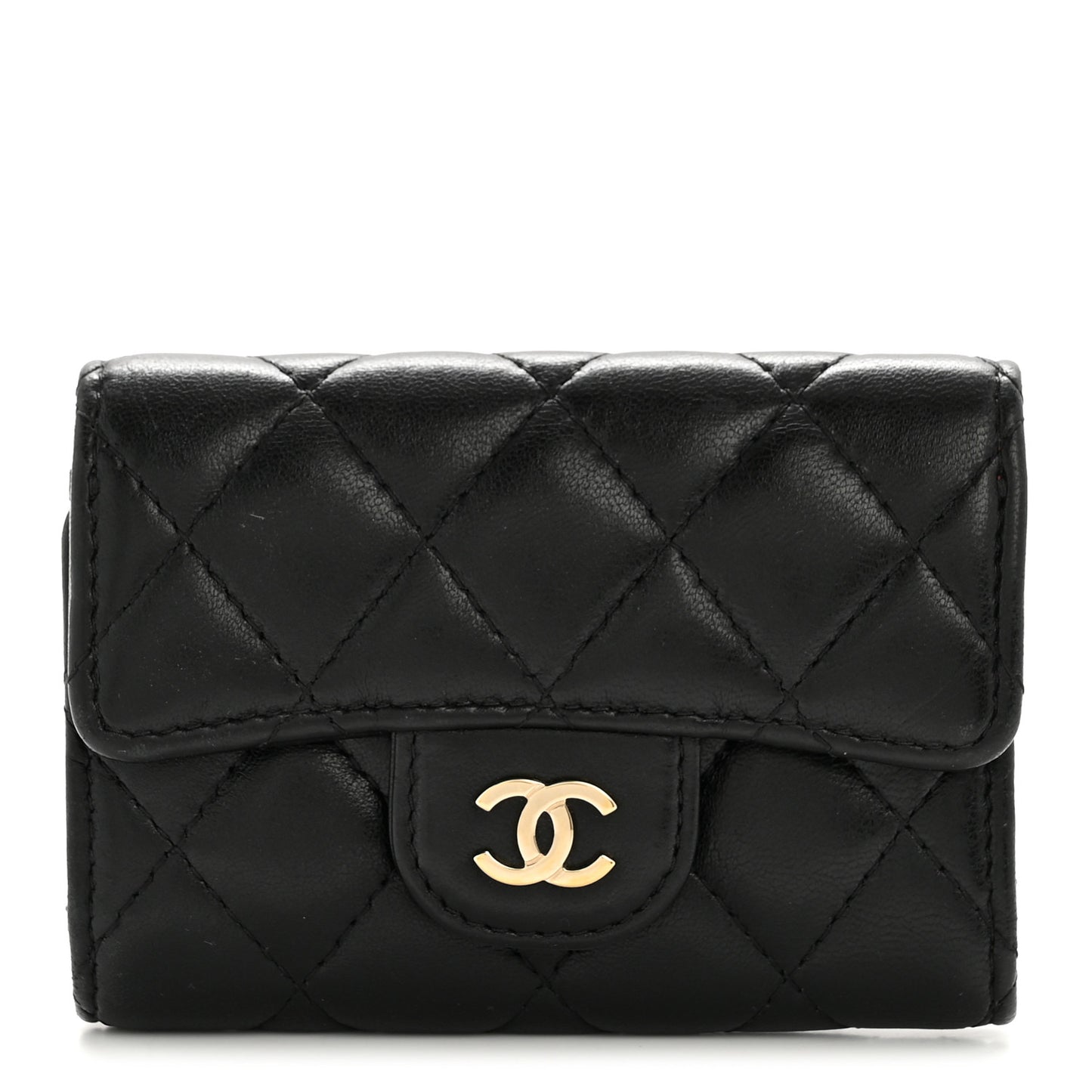 Lambskin Quilted Classic 4 Key Holder Wallet Black