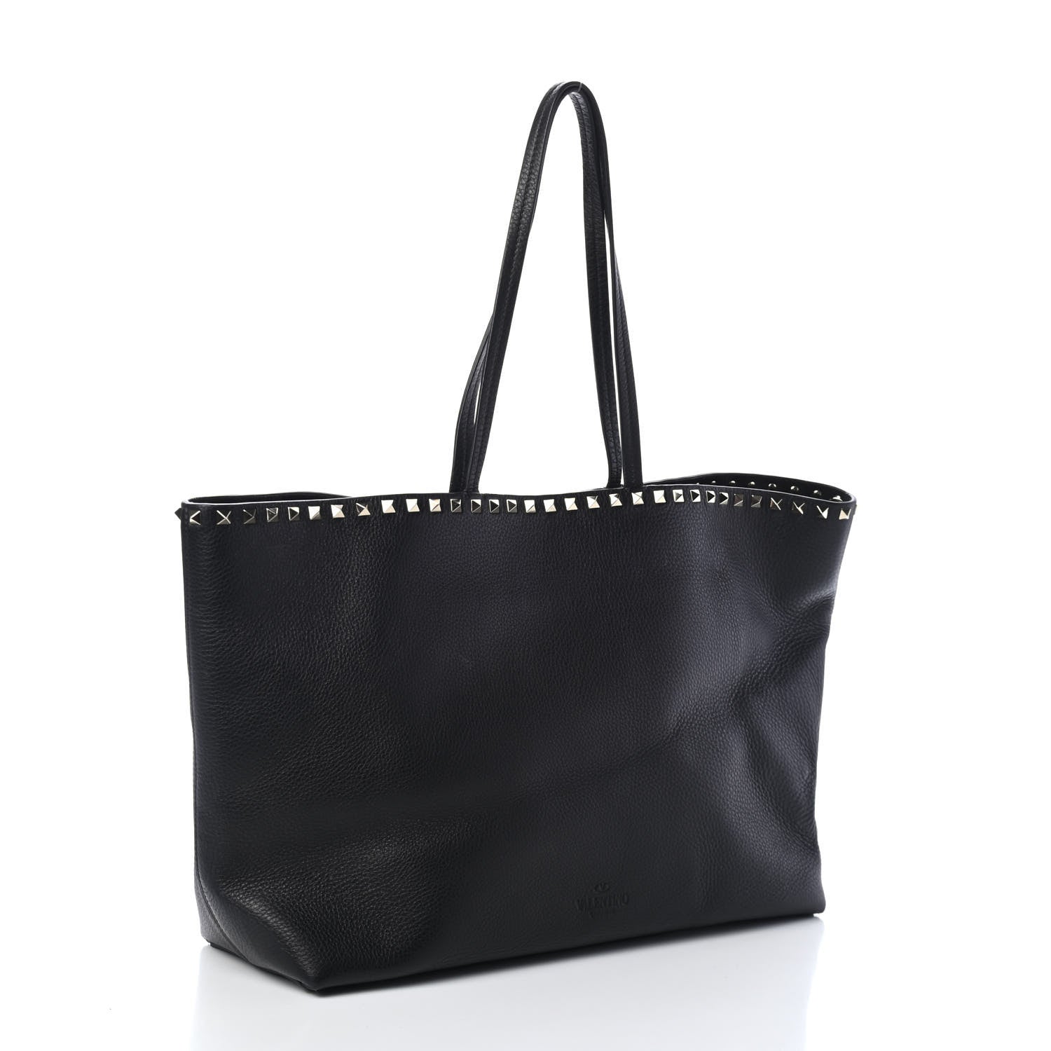 Valentino Garavani Grained Calfskin Rockstud Shoulder Tote Black 2 of 5
