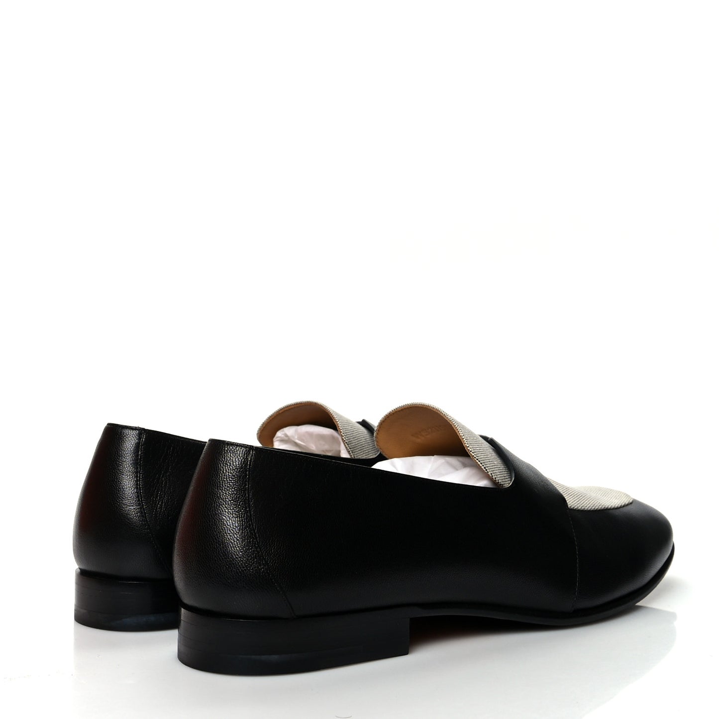 Goatskin Canvas Mens Ancora Moccasin Loafers 43.5 Black Prunoir