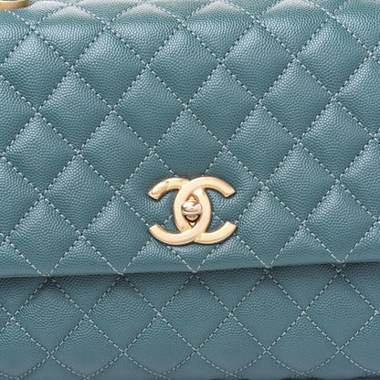 Chanel Caviar Lizard Quilted Small Coco Handle Flap Dark Turquoise 7 of 10