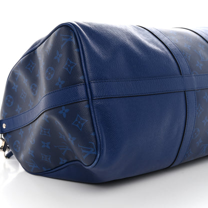 Louis Vuitton Taiga Monogram Eclipse Keepall Bandouliere 50 Pacific Blue 7 of 10