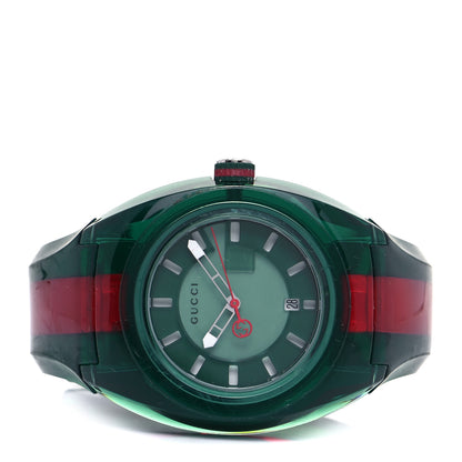 Gucci Stainless Steel Rubber 46mm Sync Web Quartz Watch Green 2 of 5