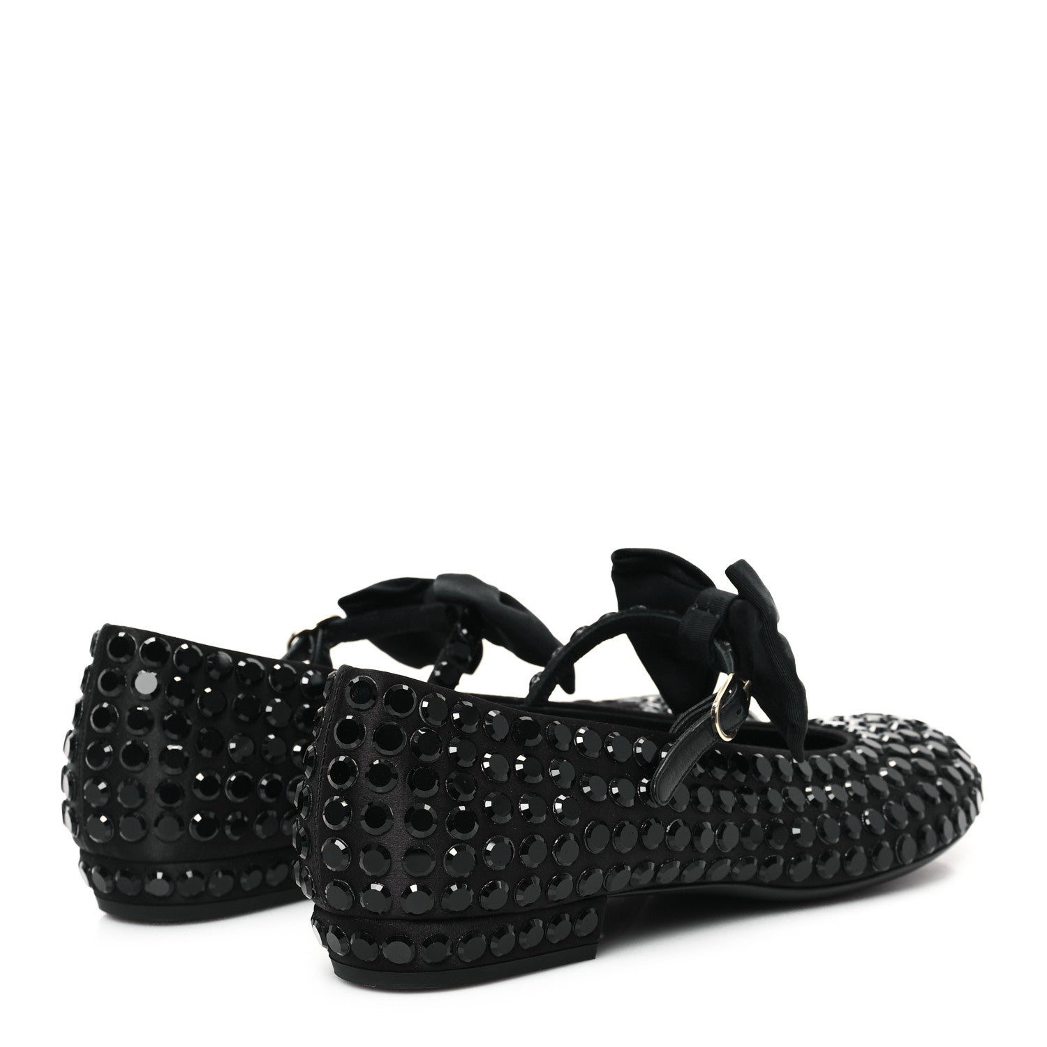 Chanel Satin Strass Bow Mary Jane Flats 37 Black 5 of 11