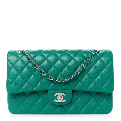 Chanel Caviar Quilted Medium Double Flap Green 1 of 12