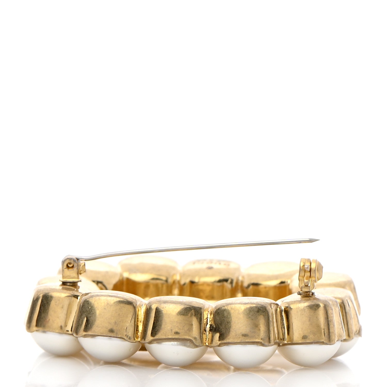 Gucci Metal Pearl Double G Brooch Aged Gold 6 of 6