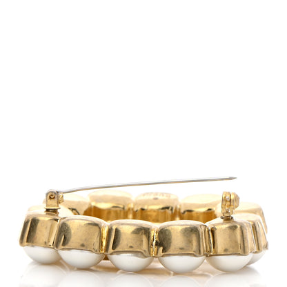 Gucci Metal Pearl Double G Brooch Aged Gold 6 of 6