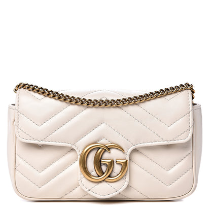 Gucci Calfskin Matelasse Super Mini GG Marmont Shoulder Bag White 1 of 10