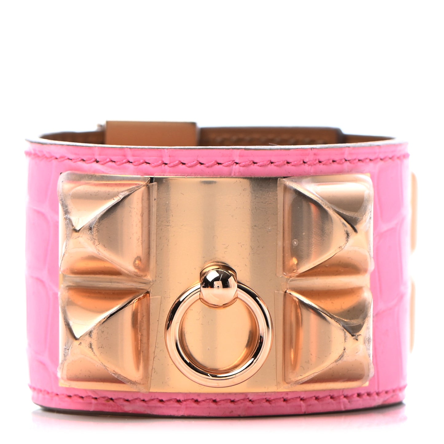 Matte Niloticus Crocodile Collier De Chien CDC Bracelet T1 Rose Bubblegum