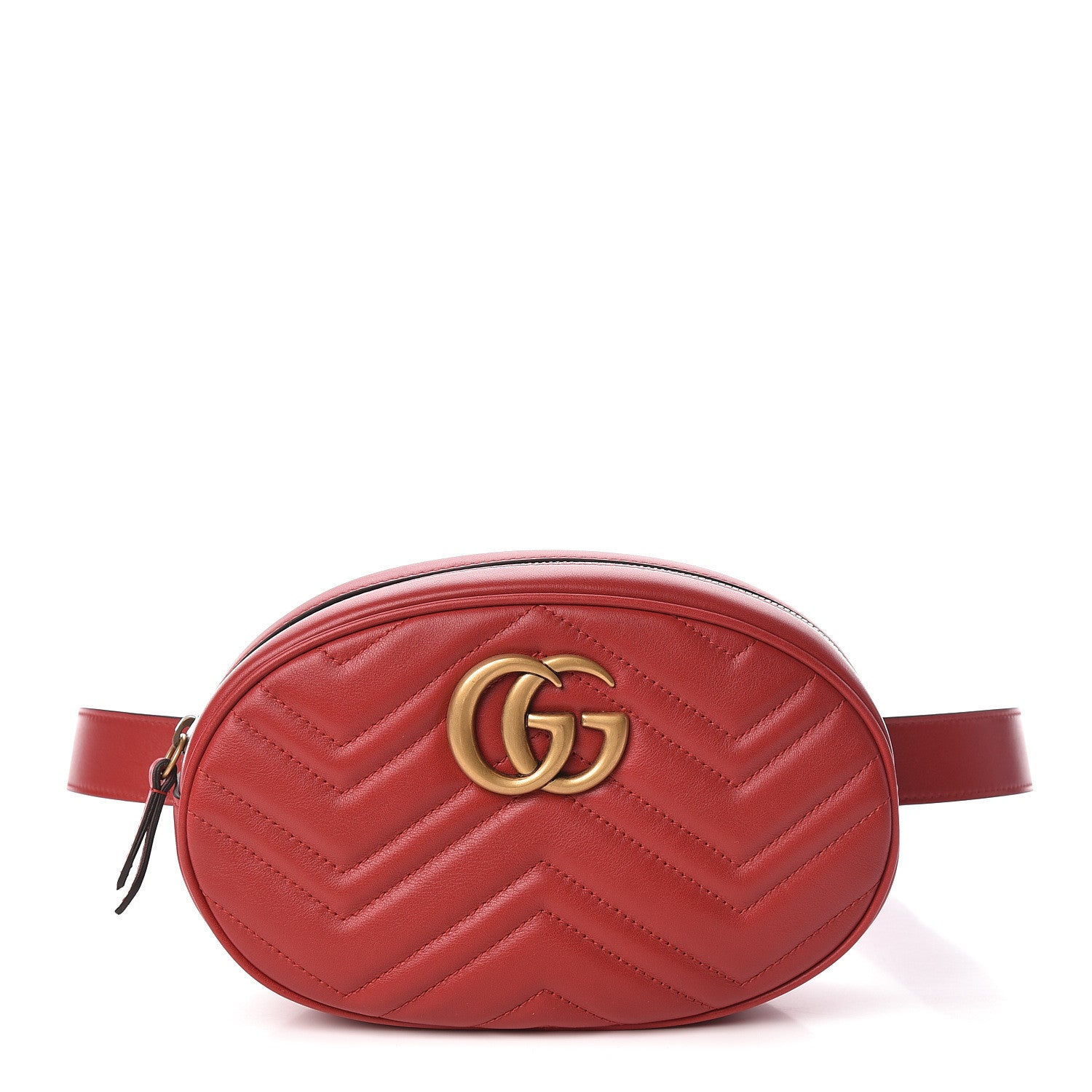 Gucci Calfskin Matelasse GG Marmont Belt Bag 85 34 Hibiscus Red 1 of 10