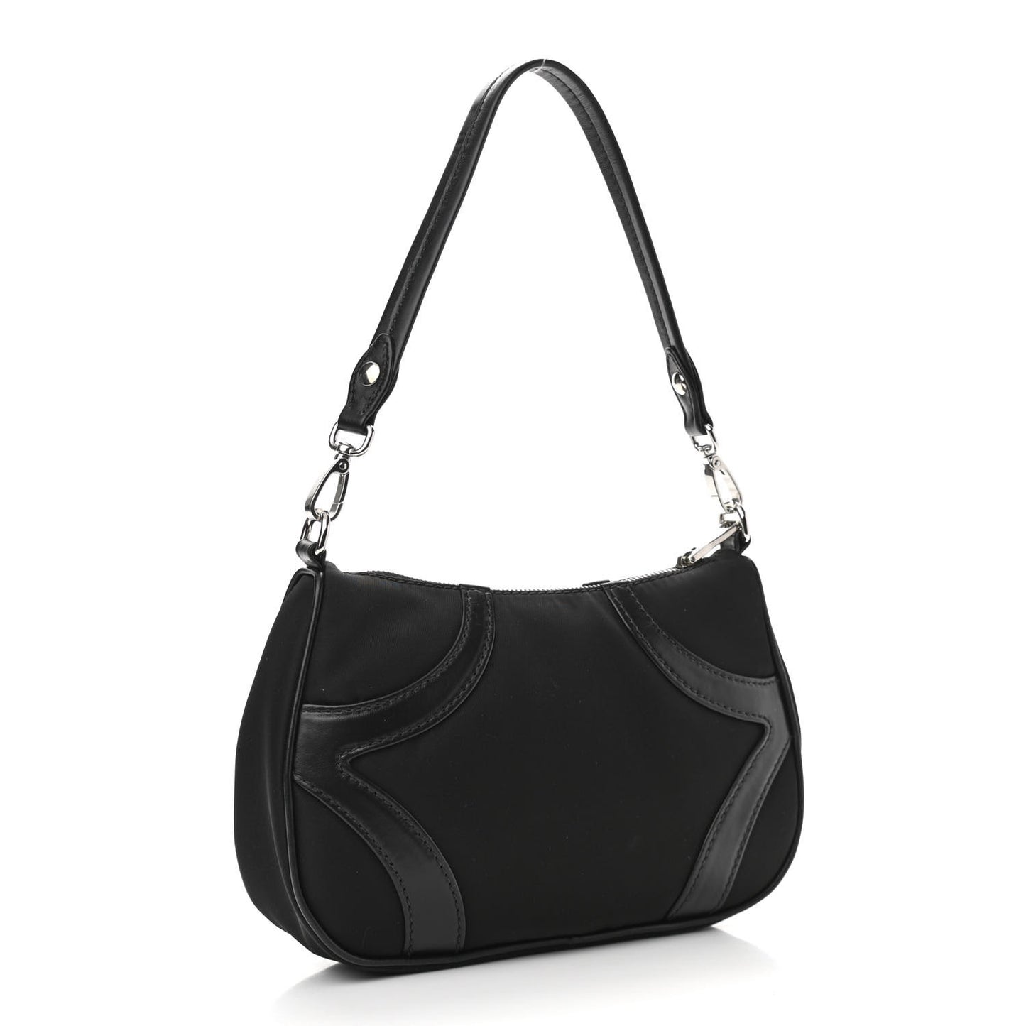 Tessuto Nylon Soft Calfskin Shoulder Bag Black
