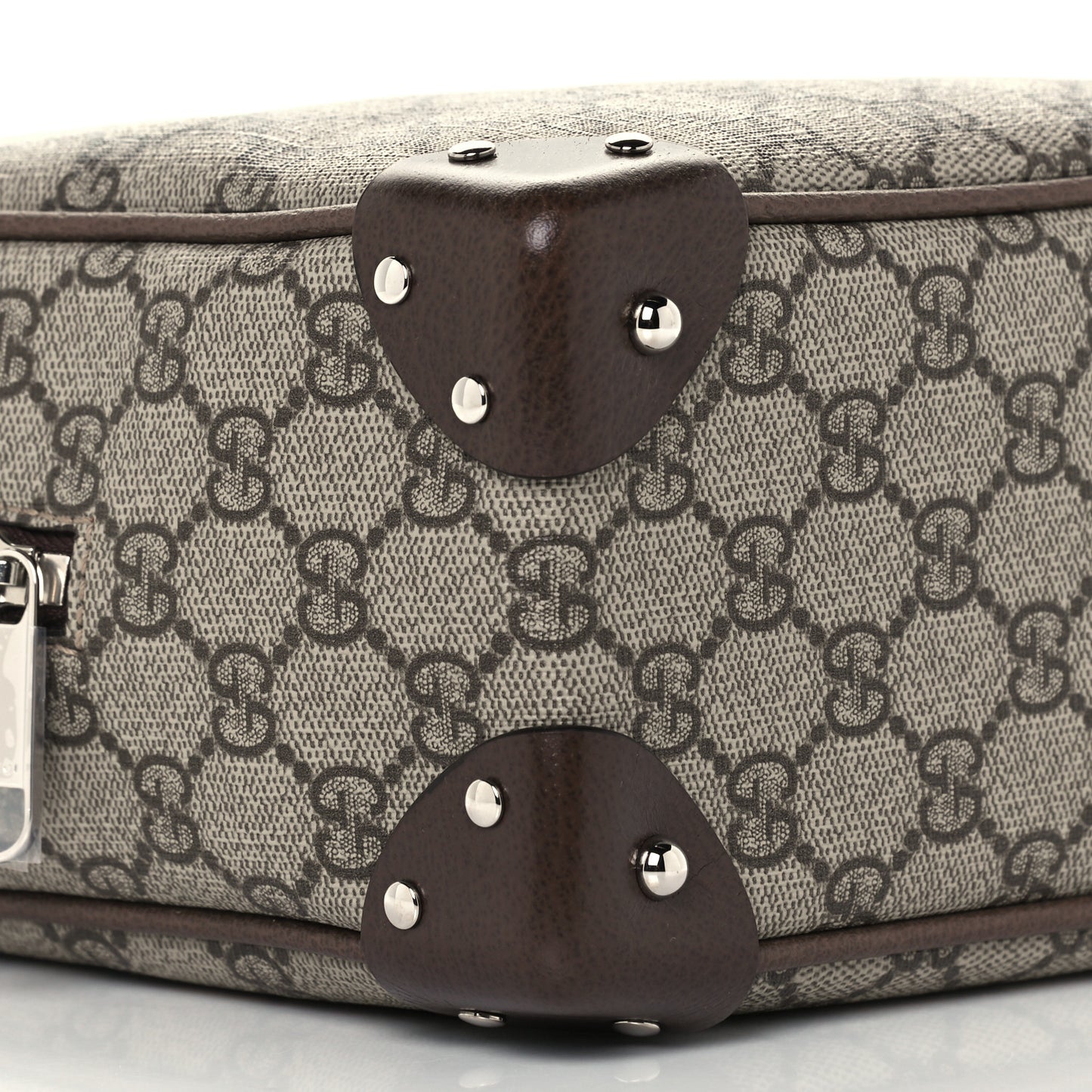 GG Supreme Monogram Textured Calfskin Square Messenger Bag Beige Ebony New Acero