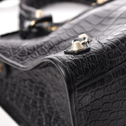 Balenciaga Calfskin Crocodile Embossed Giant 12 Gold Hardware City Black 11 of 12