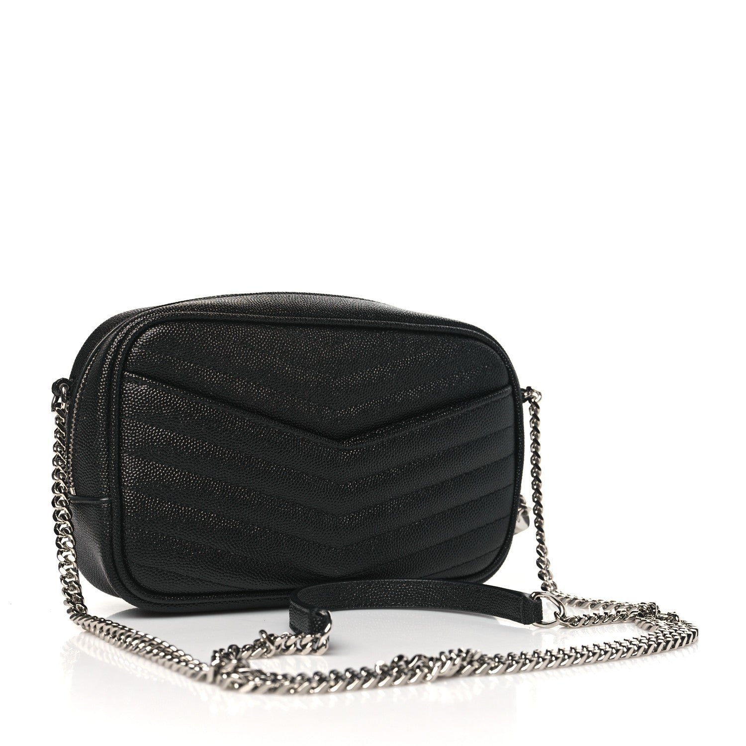 Saint Laurent Grain De Poudre Matelasse Monogram Mini Lou Camera Bag Black 3 of 10
