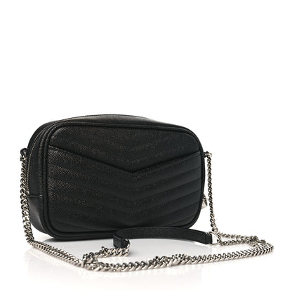 Saint Laurent Grain De Poudre Matelasse Monogram Mini Lou Camera Bag Black 3 of 10
